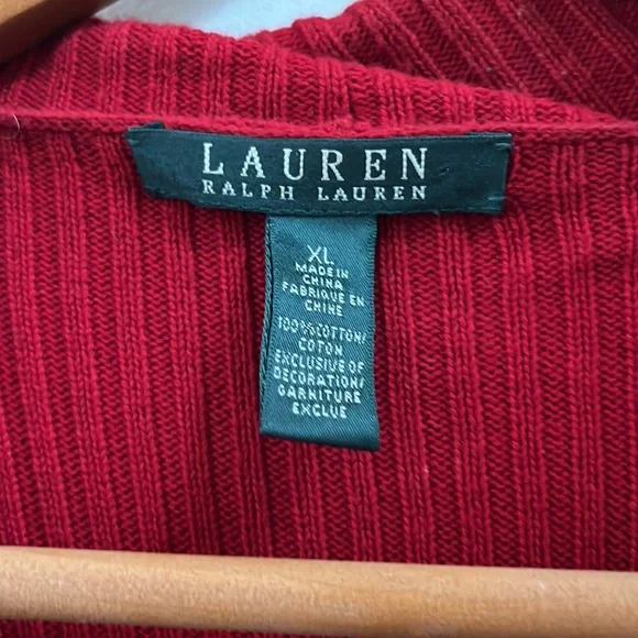 Gorgeous Red Ralph Lauren Cardigan Size XL - Picture 2 of 4